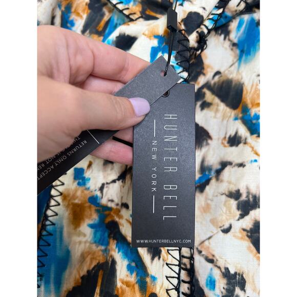 NWT Hunter Bell Ashton Short Tie Waist Blue & Tan Tie Dye High Waist Size: 0 - Picture 5 of 7